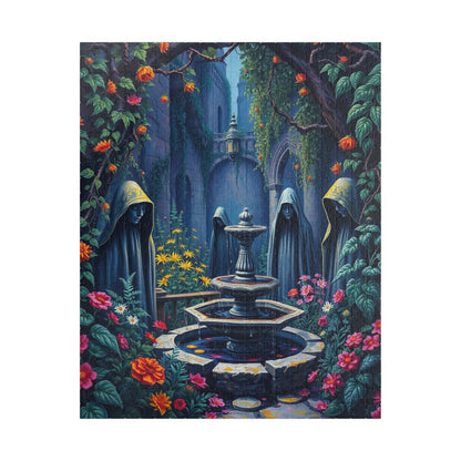Haunting Gothic Garden Puzzle (110, 252, 520, 1014-piece), Bioluminescent Flowers Stone Statues, Mysterious Tabletop Jigsaw Game, Giftable 520 pcs (Vertical) Puzzle The Puzzle Chest