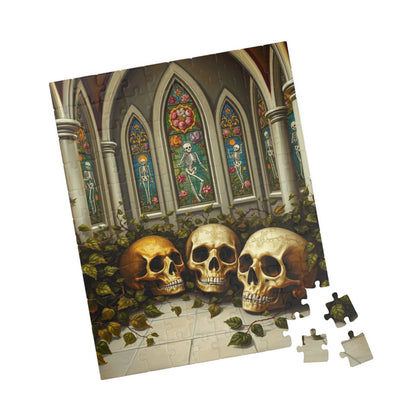 Ornate Ossuary Bloom - Skull Garden Puzzle, Gothic Artwork Jigsaw Game for Gift for Puzzle Lover, Halloween Decor, Stress Relief Activity