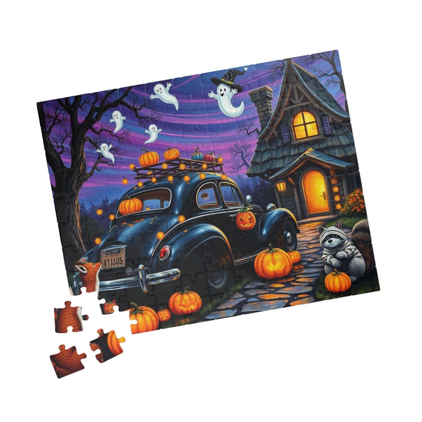 Moonlit Pumpkin Ride Jigsaw Puzzle - Halloween Theme, Spooky Fall Solo or Family Game with Ghosts and Pumpkins, Holiday Gift for Friends Puzzle The Puzzle Chest