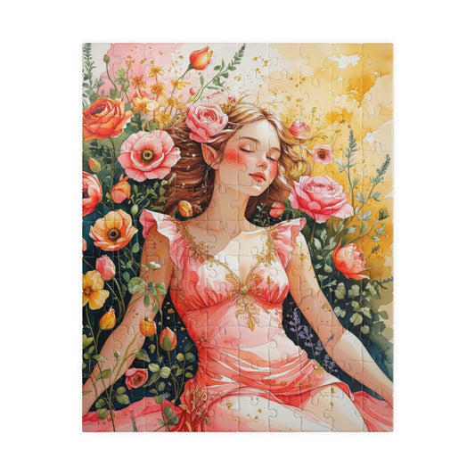 Forget-Me-Nots Fairy Jigsaw Puzzle, Mythical Fantasy Gift for Floral Lover Puzzle Enthusiast, Mindfulness Activity Family Bonding Game Night