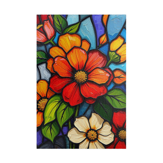 Petal Prism Floral Jigsaw Puzzle Stained Glass Style Flower Design, Gift for Puzzle Lover, Mindfulness Activity, Game Nights, Brain Teaser