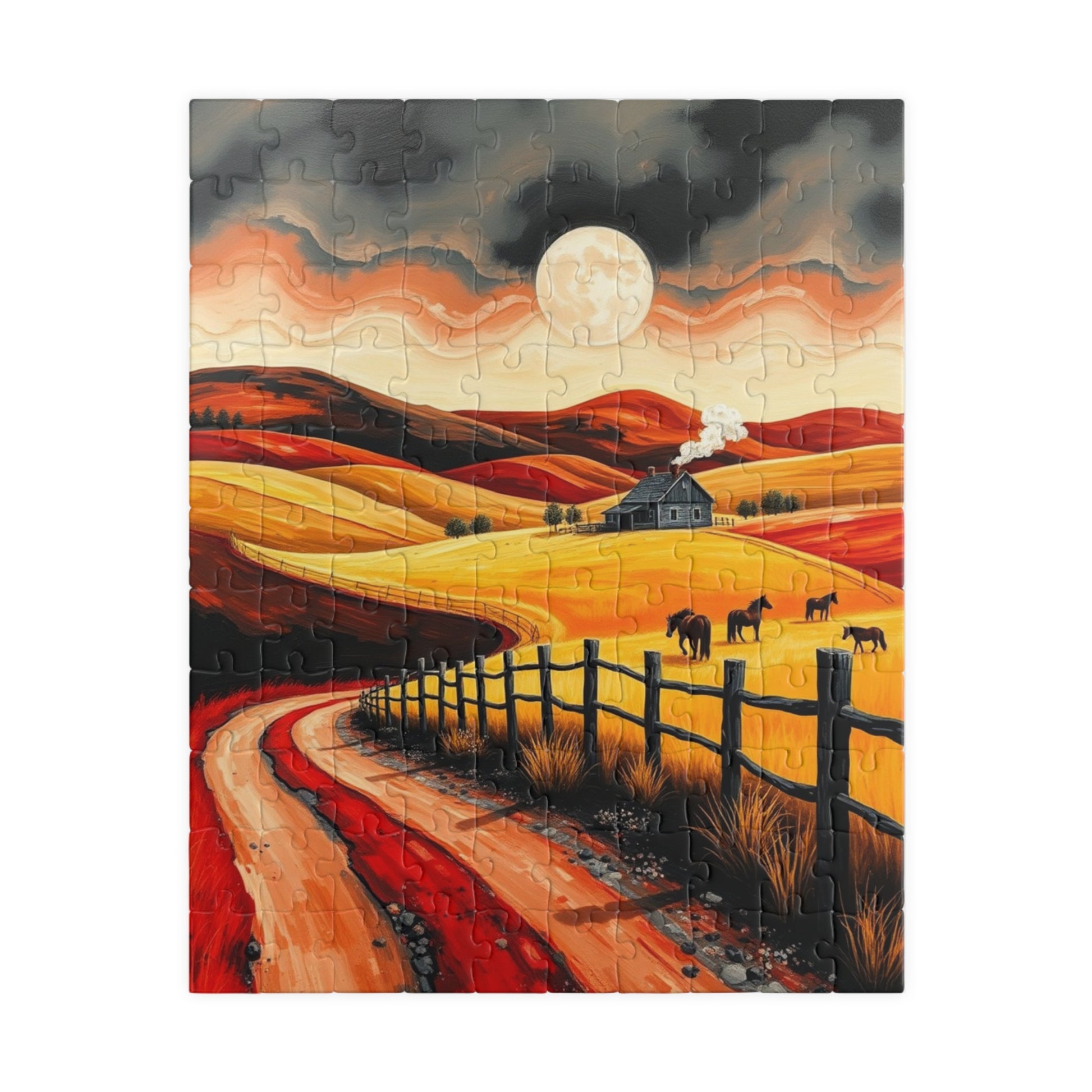 Sunset Pastoral Scene Puzzle - Tranquil Jigsaw for Family Fun, Gift for Friends, Home Decor, Cozy Nights 110 pcs (Vertical) Puzzle The Puzzle Chest