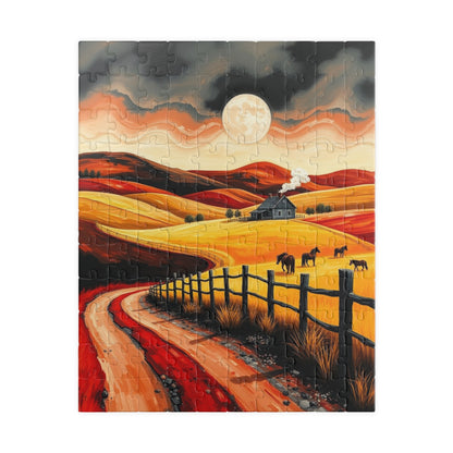 Sunset Pastoral Scene Puzzle - Tranquil Jigsaw for Family Fun, Gift for Friends, Home Decor, Cozy Nights 110 pcs (Vertical) Puzzle The Puzzle Chest