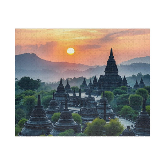 Borobudur Temple Jigsaw Puzzle – Ancient Buddhist Monument in Lush Jungle, Sacred Landmark of Indonesia Puzzle The Puzzle Chest