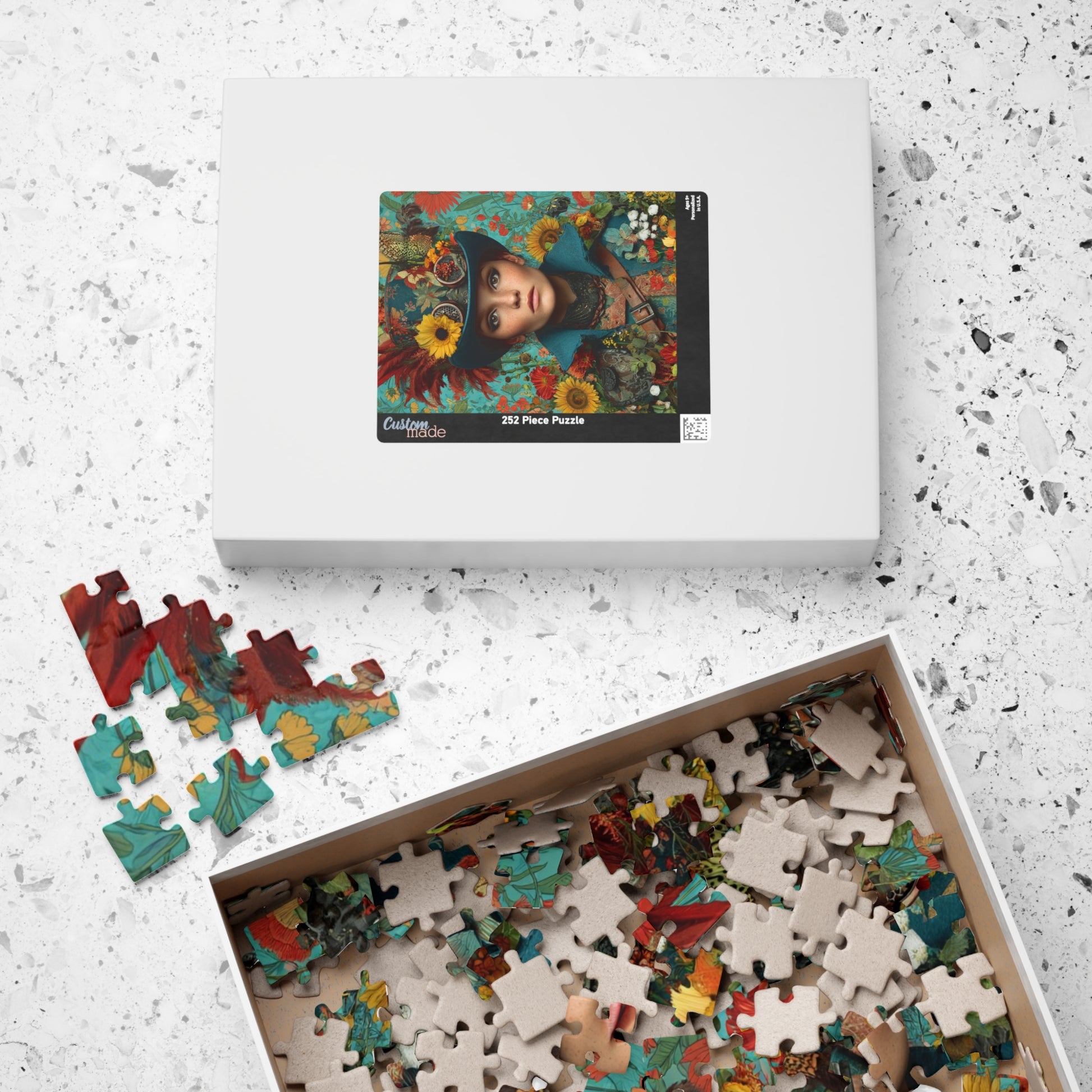 Colorful Steampunk Woman Jigsaw Puzzle – Intricate Floral Portrait with Detailed Hat Design Puzzle The Puzzle Chest