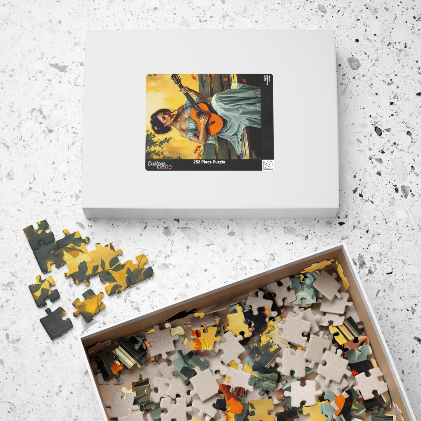 Latina Musician Jigsaw Puzzle (110, 252, 520, 1014-piece), Woman Playing Guitar, Folkloric Dress, Creative Pastime, Mind Exercise, Giftable Puzzle The Puzzle Chest
