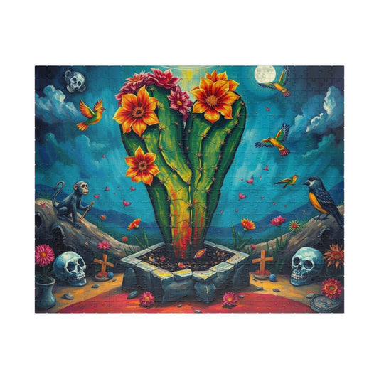 Stormborn Cactus Jigsaw Puzzle, Oversized Surreal Cactus and Skulls 110 252 520 1014-piece Jigsaw Game, Home Activity, Brain Teaser, Gift