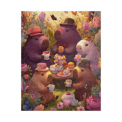 Capybara Tea Party in the Meadow Jigsaw Puzzle, Animal Themed Game for Kids and Adults Puzzle The Puzzle Chest