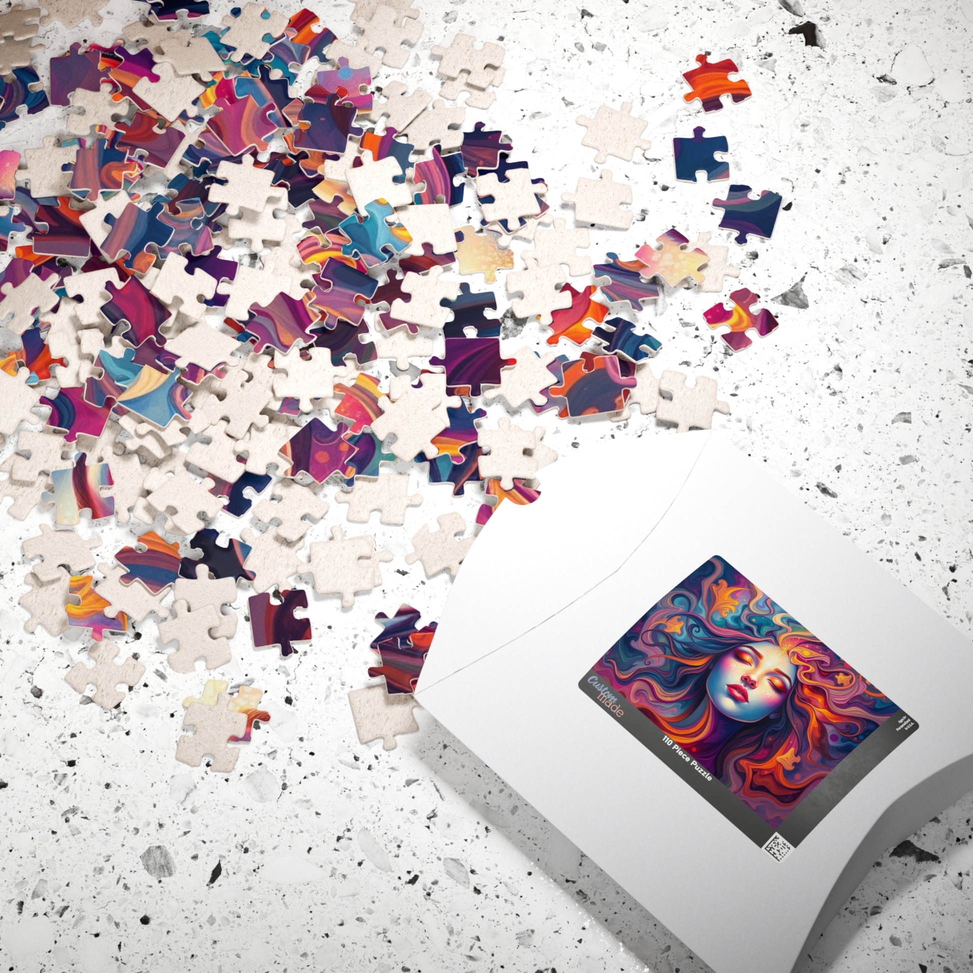 Abstract Face Jigsaw Puzzle (110-1014 Piece), Surreal Portrait of Swirling Colorful Geometric Patterns, Creative Hobby, Best Unique Gift Puzzle The Puzzle Chest