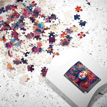 Abstract Face Jigsaw Puzzle (110-1014 Piece), Surreal Portrait of Swirling Colorful Geometric Patterns, Creative Hobby, Best Unique Gift Puzzle The Puzzle Chest