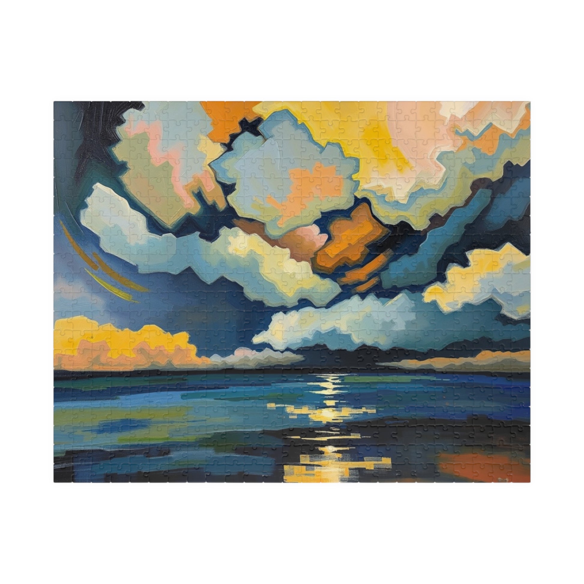 Serene Sunset Puzzle, Unique Abstract Art Jigsaw Game 520 pcs (Horizontal) Puzzle The Puzzle Chest