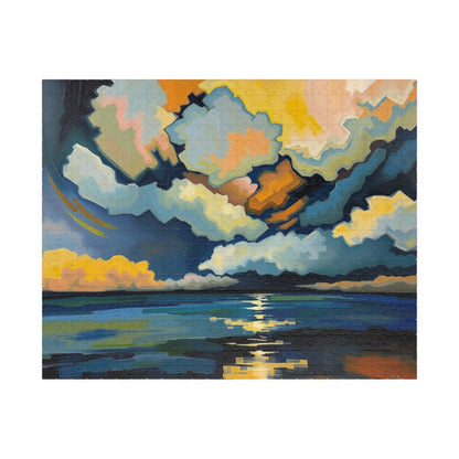 Serene Sunset Puzzle, Unique Abstract Art Jigsaw Game 520 pcs (Horizontal) Puzzle The Puzzle Chest