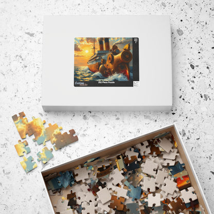 Steampunk Battleship Puzzle, Nautical Jigsaw Game for Adults, Ocean Theme Gift for Maritime Lovers, Family Fun Activity, Mental Exercise Puzzle The Puzzle Chest