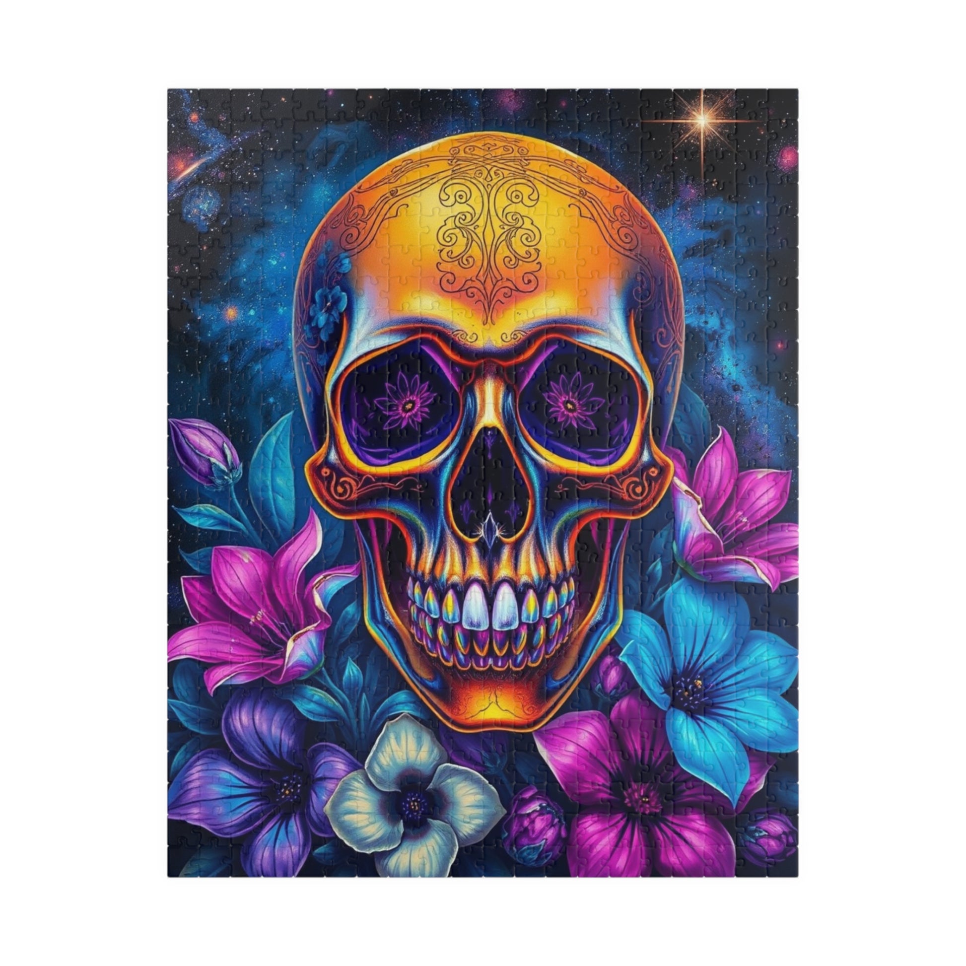 Cosmic Skull Artwork Puzzle for Adults, 110-1014 Piece Gothic Jigsaw Game, Best Unique Gift for Puzzle Lover, Mindfulness Activity, Solo Fun 520 pcs (Vertical) Puzzle The Puzzle Chest