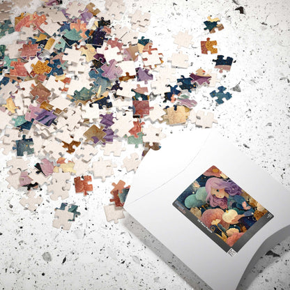 Enchanted Garden Jigsaw Puzzle – Fantasy Girl with Lavender Hair, Magical Pumpkins, Autumn Scene Puzzle The Puzzle Chest