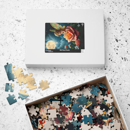 Fairy and Rose Jigsaw Puzzle, Fairy Perched on Dew-Covered Rose in Moonlit Meadow, Brain Teaser, Fun Family Activity, Fantasy Lover Gift Puzzle The Puzzle Chest