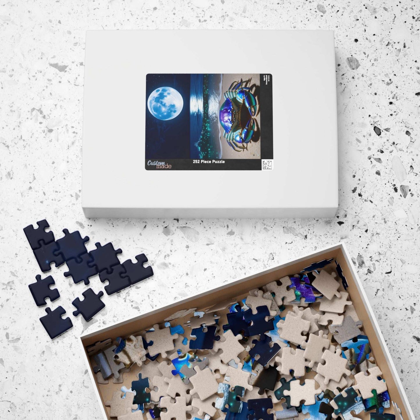 Magical Ocean Crab Jigsaw Puzzle, Cancer Zodiac Sign Game for Adults, Moonlight Beach Scene, Gift for Astrology Lover, Family Game Night Puzzle The Puzzle Chest