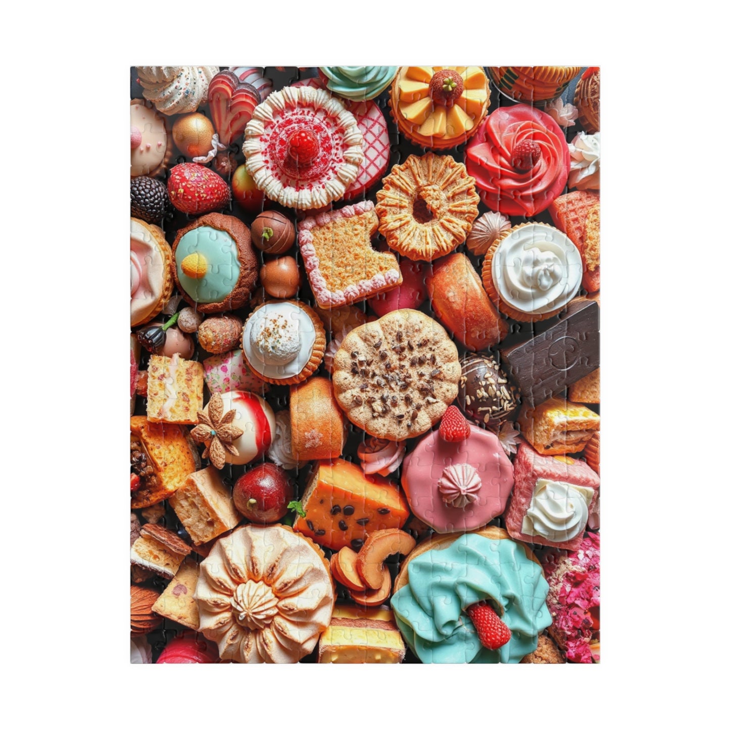 Chaotic Dessert Puzzle, Vibrant Sweets-Themed Jigsaw, Bright and Colorful Food Collage, Fun Challenging Family Activity, Foodie Puzzle Lover 252 pcs (Vertical) Puzzle The Puzzle Chest