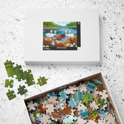 Duck Family Picnic Puzzle | Scenic River Picnic Animal Jigsaw Game Puzzle The Puzzle Chest