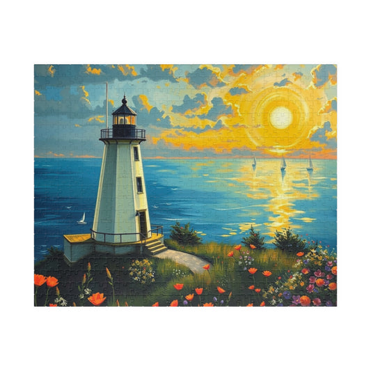 Lighthouse Sunset Seascape Puzzle | Scenic Jigsaw Puzzle