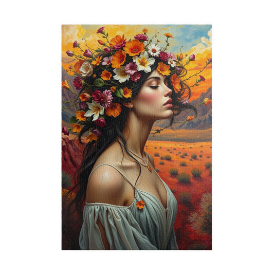 Surreal Mexican Desert Art Puzzle, Floral and Vine Woman Portrait Design 110-1014 Pieces Jigsaw, Frida Kahlo Inspired, Gift for Art Lover 1014 pcs (Vertical) Puzzle The Puzzle Chest