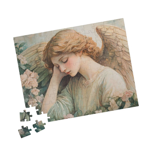 Sleeping Angel Puzzle - Floral Religious Jigsaw, Christian