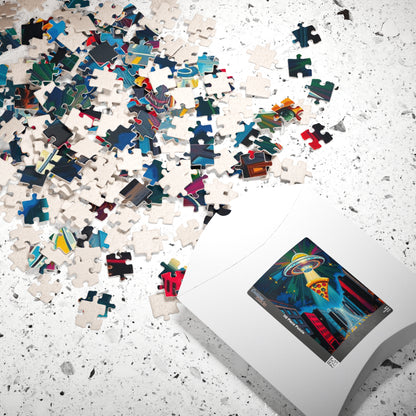 Cosmic Pizza Puzzle - Pop Art Jigsaw Game | Fun UFO Design | Unique Gift for Pizza Lovers | Family Game Night Puzzle | Mindful Brain Teaser Puzzle The Puzzle Chest