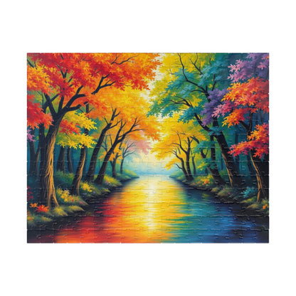 Reflections of Pride Jigsaw Puzzle, Vibrant Autumn Trees Rainbow Forest Puzzle, LGBTQ+ Nature Puzzle for Solo or Family Activity, Pride Gift 252 pcs (Horizontal) Puzzle The Puzzle Chest