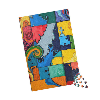 Colorful Abstract Puzzle for Family Fun - Modern Art Geometric Shapes Puzzle The Puzzle Chest