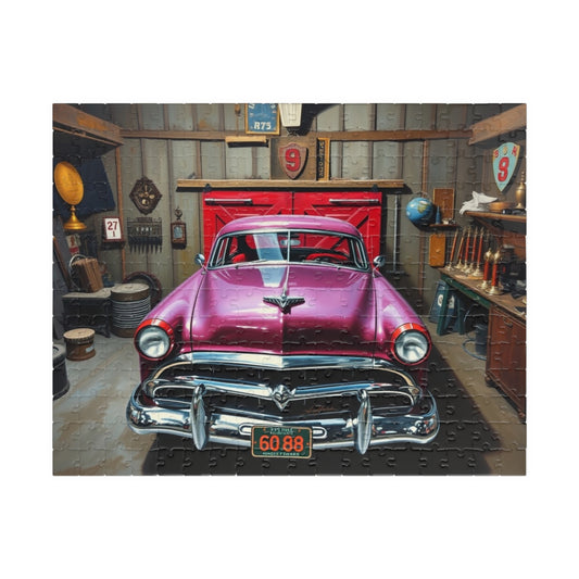 Classic Car Puzzle - 1953 Hudson Hornet, Vintage Auto Jigsaw Game, Nostalgic Garage Scene, Car Enthusiast Gift, Family Night, Retro Decor 252 pcs (Horizontal) Puzzle The Puzzle Chest
