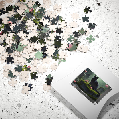 Gothic Cat Puzzle (110-1014 Piece), Black Kitten on Tombstone, Eerie Graveyard Jigsaw Game, Halloween Activity, Gift for Animal Cat Lovers Puzzle The Puzzle Chest