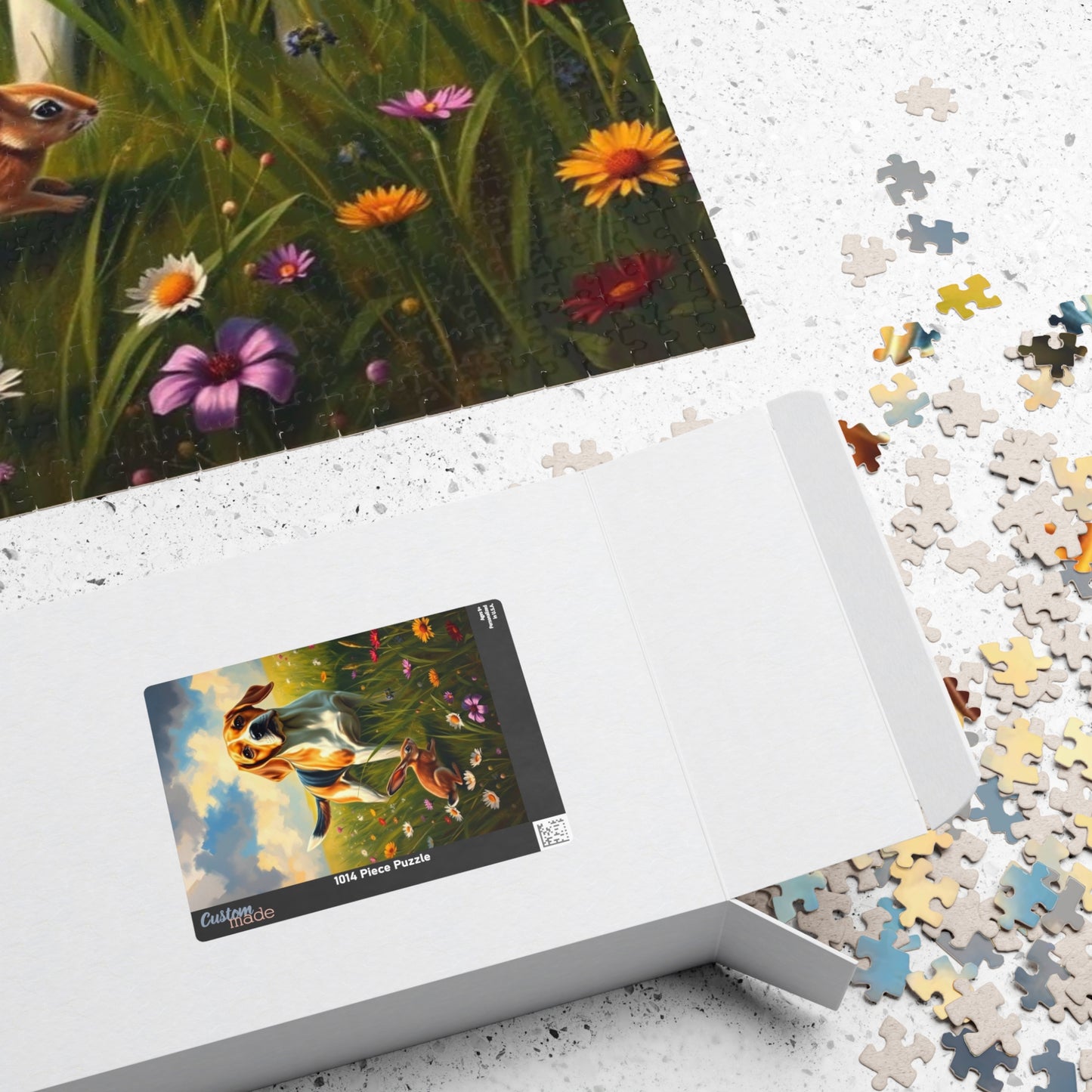 Dog and Rabbit Jigsaw Puzzle - Beagle in Wildflower Meadow, Family Game Night, Gift for Animal Lovers, Home Entertainment Puzzle The Puzzle Chest