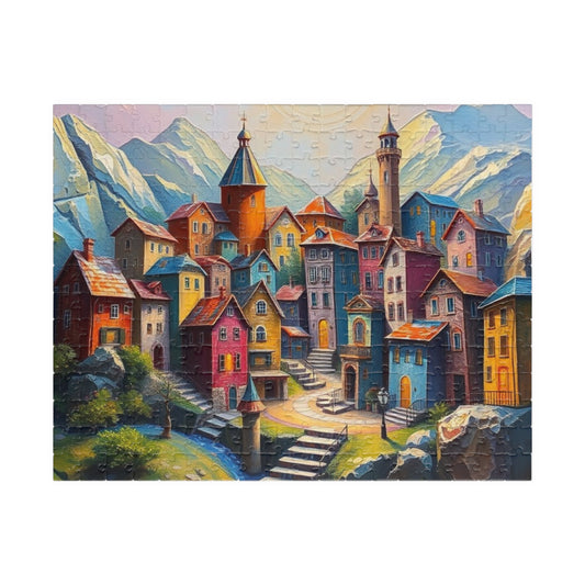 Unique 3D Village Jigsaw Puzzle 110, 252, 520, 1014-piece, Featuring a Colorful Ethereal Town Scene, Mindfulness Gift for Puzzle Enthusiast 252 pcs (Horizontal) The Puzzle Chest