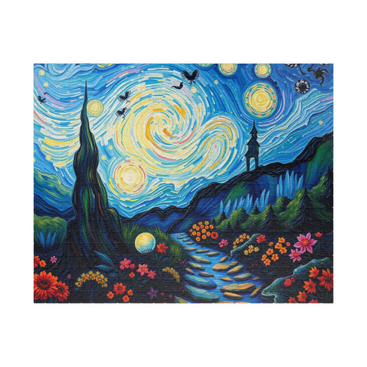 Starry Night Jigsaw Puzzle, Colorful 110-1014 Piece Puzzle for Art Lover, Family Game Night, Home Entertainment, Gift for Puzzle Enthusiasts 520 pcs (Horizontal) Puzzle The Puzzle Chest