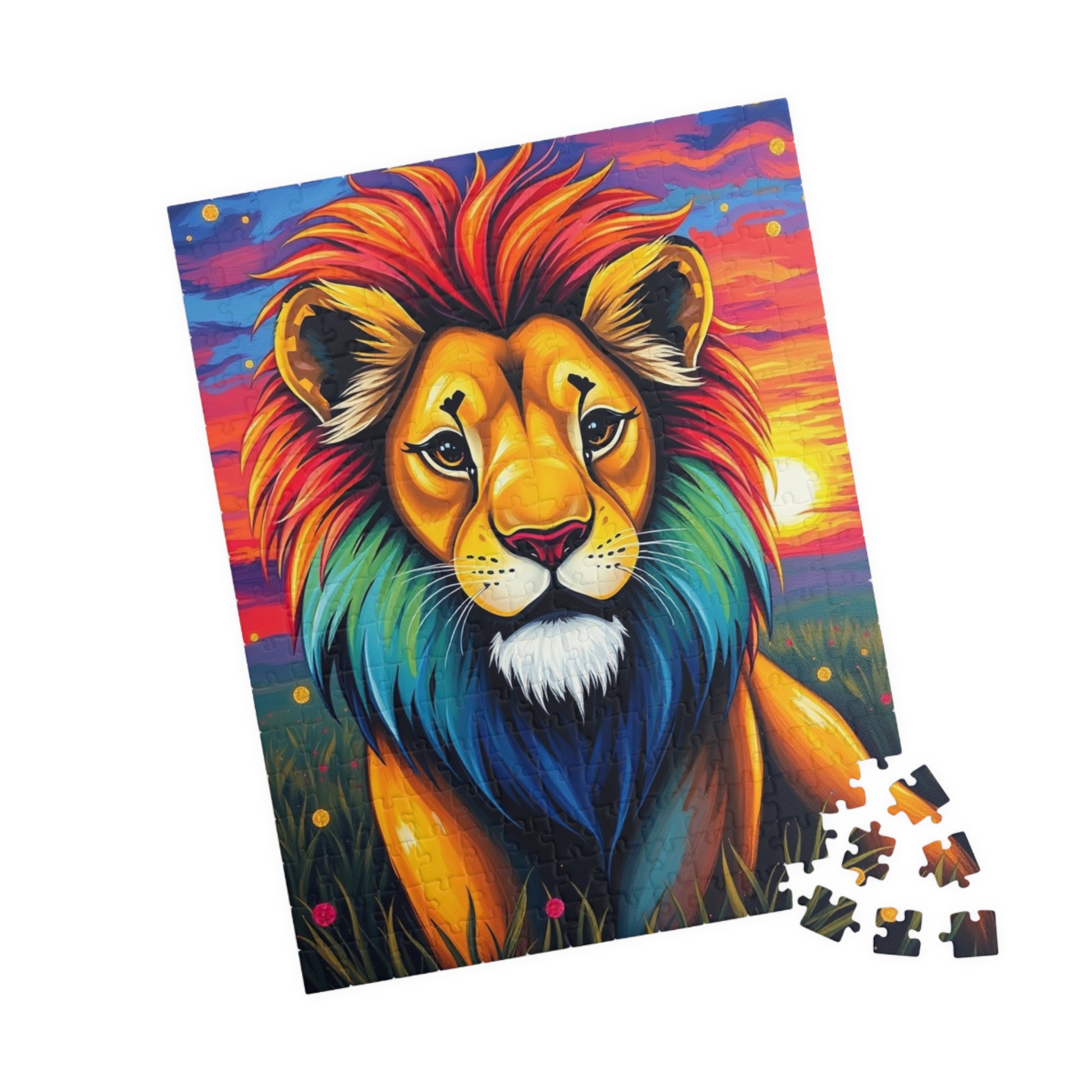 Vibrant Lion Jigsaw Puzzle, Colorful Animal Jigsaw Game for Family Fun, Kids and Adults, Gift for Friends, Home Entertainment, Brain Teaser Puzzle The Puzzle Chest