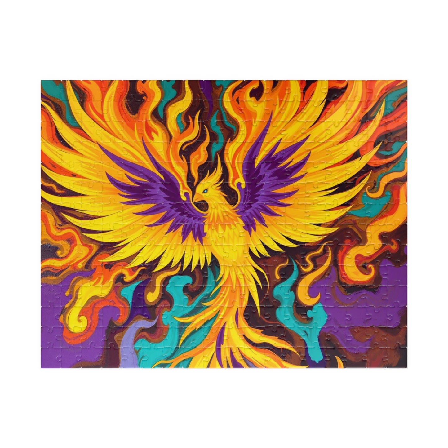 Abstract Phoenix Rising Jigsaw Puzzle (110-1014 Piece), Firebird Engulfed in Vibrant Flames, Puzzle Lover Unique Gift, Fun Brain Teaser 252 pcs (Horizontal) Puzzle The Puzzle Chest