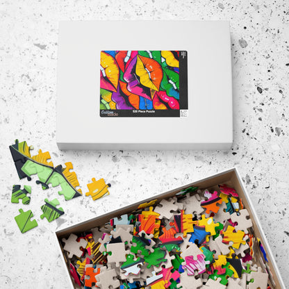 Colorful Lips Collage Puzzle, Electric Vivid Colors, Bold Artwork, Chaotic Design, Lip Art Jigsaw, Mind Games, Artistic Challenge, Vibrant Puzzle The Puzzle Chest