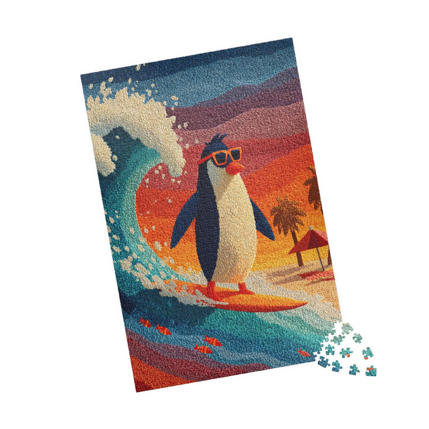 Surfing Penguin Puzzle - Animal Theme Jigsaw Game for Fun Family Activity, Gift for Friends, Indoor Entertainment 1014 pcs (Vertical) Puzzle The Puzzle Chest