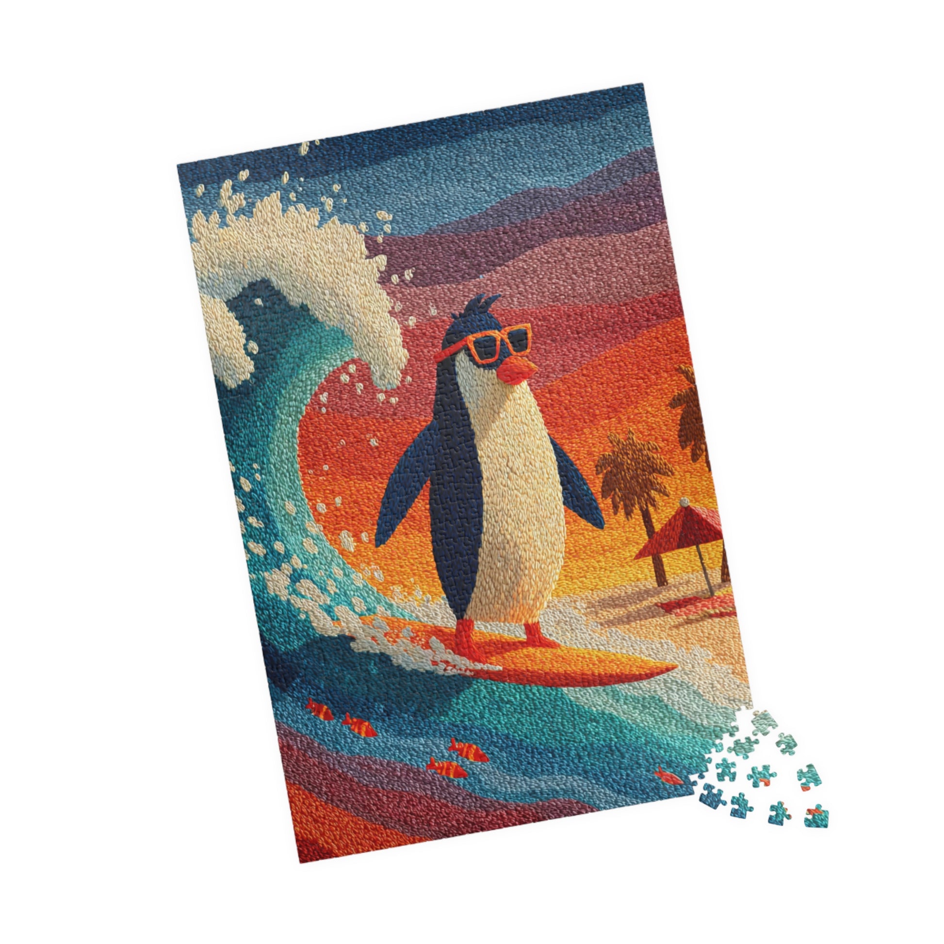 Surfing Penguin Puzzle - Animal Theme Jigsaw Game for Fun Family Activity, Gift for Friends, Indoor Entertainment 1014 pcs (Vertical) Puzzle The Puzzle Chest