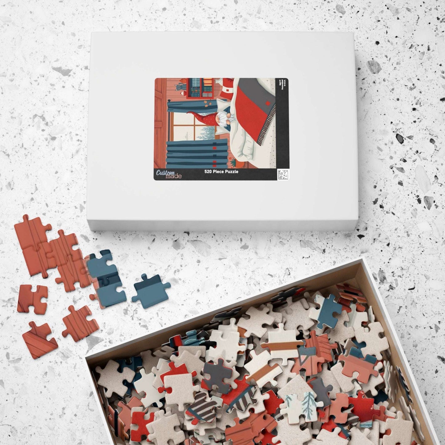 Scandinavian Folk Style Sleeping Gnome Jigsaw Puzzle - Nordic Dwarf Bedtime Scene Puzzle The Puzzle Chest