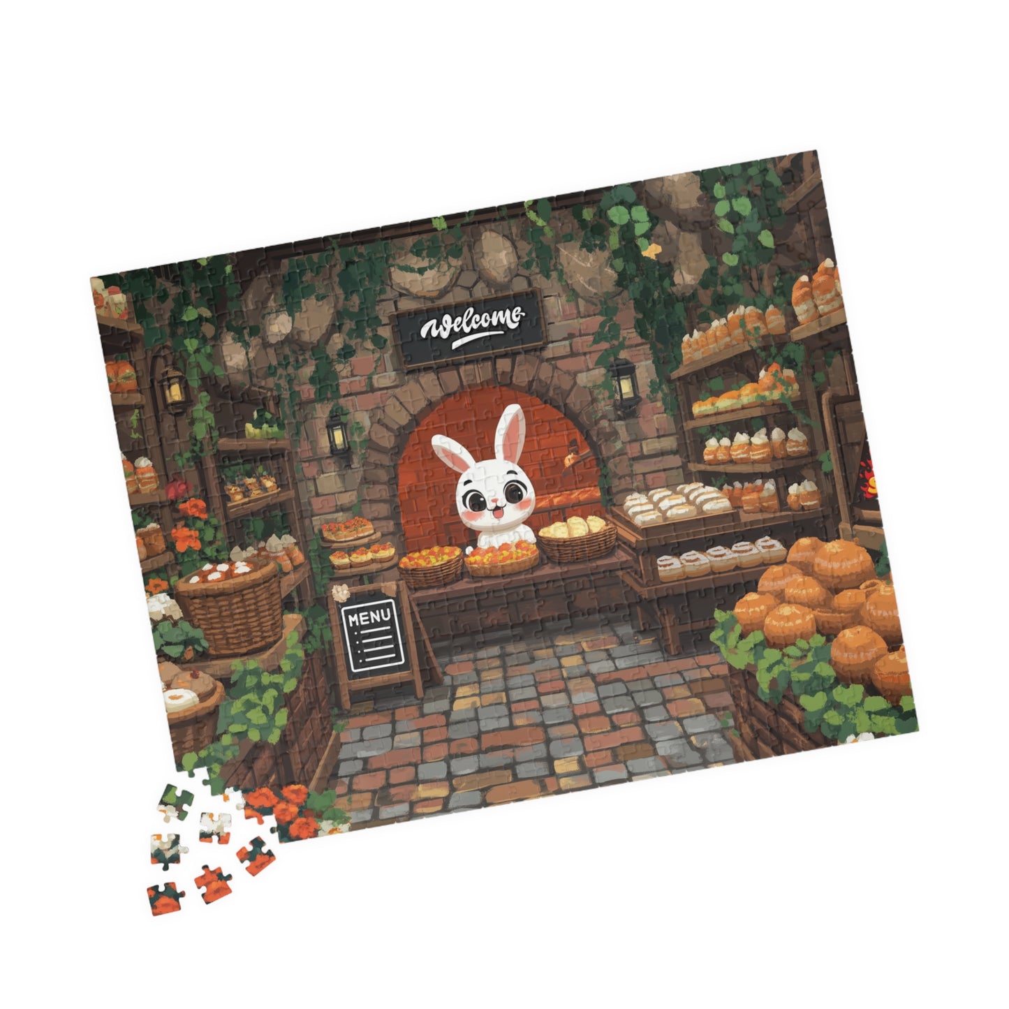 Bunny Bakery Puzzle 520 Piece | Cute Rabbit Bread Shop Jigsaw 520 pcs (Horizontal) Puzzle The Puzzle Chest