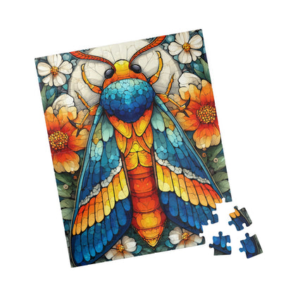 Colorful Moth Illustration Puzzle | 110-1014 Piece Stained Glass Style Jigsaw 110 pcs (Vertical) Puzzle The Puzzle Chest