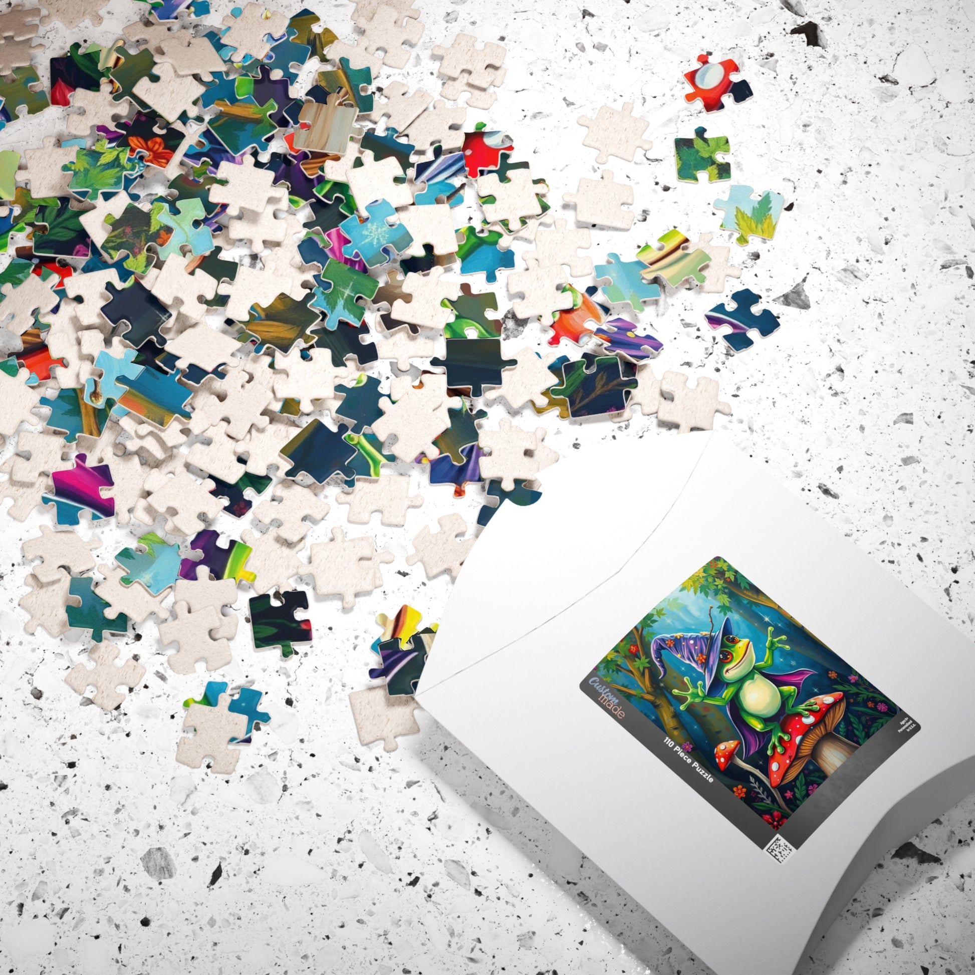Whimsical Frog Puzzle, Colorful Nature Scene Jigsaw Gift for Adults, Fun Family Game Night, Home Entertainment Mindfulness Activity Puzzle The Puzzle Chest