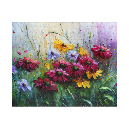 Misty Bloom Jigsaw Puzzle - Soft Abstract Floral Art, Vibrant Flower Artwork