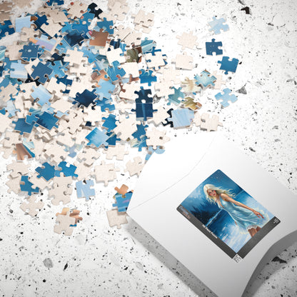 Puzzle - Ice Skating Woman on Frozen Lake, 110, 252, 520, 1014-piece Jigsaw, Sparkling Silver Skating Dress, Winter Activity, Relaxing Puzzle The Puzzle Chest