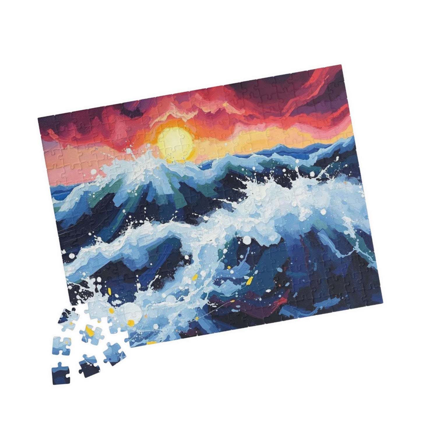 Abstract Ocean Sunrise Puzzle for Adults - Colorful Seascape Jigsaw Game