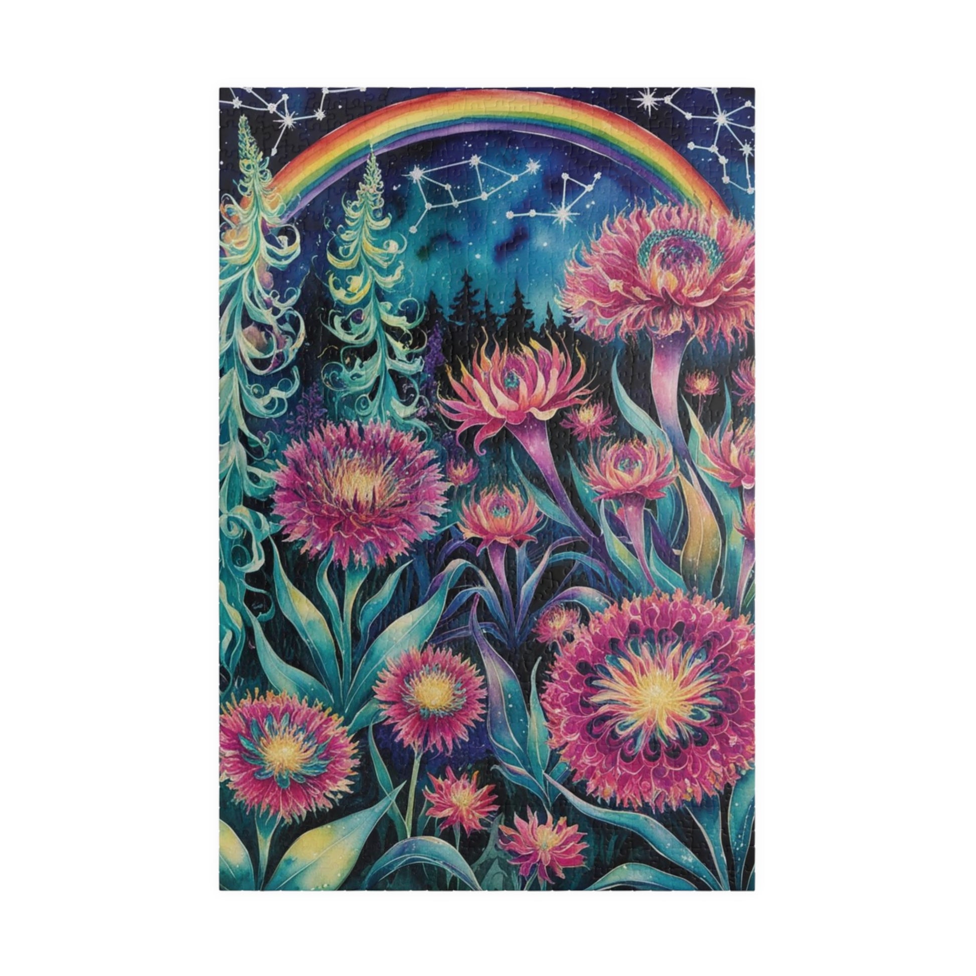 Flower Theme Trippy Puzzle, 110-1014 Piece Glow Garden Jigsaw Puzzle, Challenging Tabletop Game, Adult Entertainment Relaxation Meditation 1014 pcs (Vertical) Puzzle The Puzzle Chest
