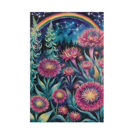 Flower Theme Trippy Puzzle, 110-1014 Piece Glow Garden Jigsaw Puzzle, Challenging Tabletop Game, Adult Entertainment Relaxation Meditation 1014 pcs (Vertical) Puzzle The Puzzle Chest