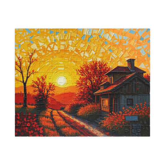 Sunset Cottage Puzzle, 110 to 1014-piece Jigsaw, Relaxing Home Entertainment, Gift for Puzzle Lover, Mindful Family Activity, Cozy Night In 110 pcs (Horizontal) Puzzle The Puzzle Chest