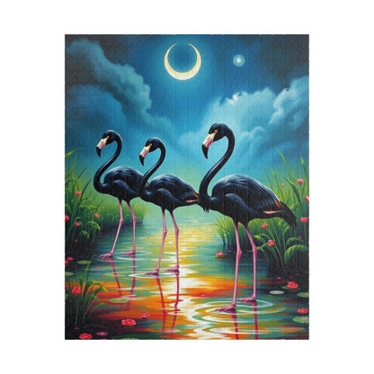 Moonlit Marsh March - Serene Flamingo Puzzle, 110, 252, 520, 1014-Piece, Holiday Birthday Gift for Bird Lover, Family Game Night, Home Decor